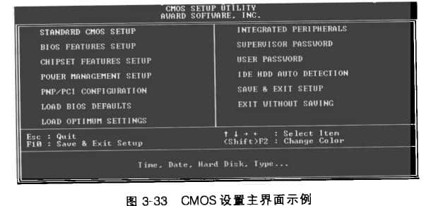 某微機系統(tǒng)的CMOS設置界面